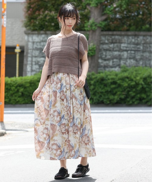 ARCANUM DESIGN（アルカナムデザイン）の「ARL 5G KNIT フレンチスリーブニット×キャミソール（ニット/セーター・レディース・ブラック/グレー/モカ/ベージュ・FREE）」の7枚目の写真