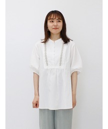 【QR】刺繍チュニックブラウス