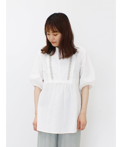 ehka sopo（エヘカソポ）の「【QR】刺繍チュニックブラウス（シャツ/ブラウス・レディース・オフホワイト/キナリ/ミント・ﾌﾘ-）」の7枚目の写真