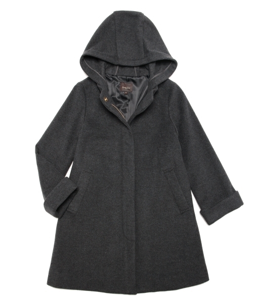 Demi-Luxe BEAMS（デミルクス ビームス）の「Demi-Luxe BEAMS / ウールモッサ フード付コート（その他アウター・レディース・ブラック/チャコールグレー/ベージュ・38/36）」の4枚目の写真