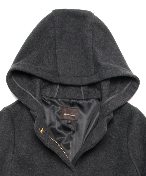 Demi-Luxe BEAMS（デミルクス ビームス）の「Demi-Luxe BEAMS / ウールモッサ フード付コート（その他アウター・レディース・ブラック/チャコールグレー/ベージュ・38/36）」の7枚目の写真