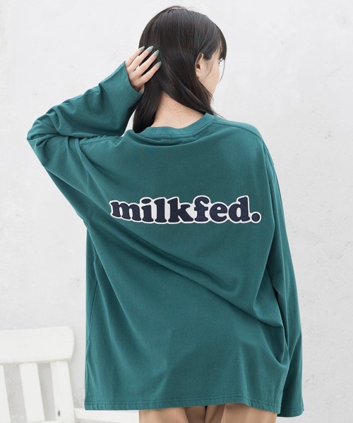 MILKFED.（ミルクフェド）の「BACK PATCH LOGO L/S TOP（Tシャツ/カットソー・レディース・グリーン/ライトブルー/ブラック/ネイビー/ホワイト/ベージュ・ONE SIZE）」の5枚目の写真