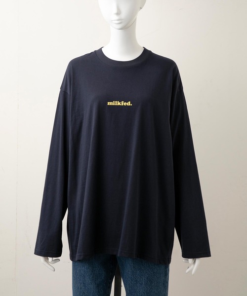 MILKFED.（ミルクフェド）の「BACK PATCH LOGO L/S TOP（Tシャツ/カットソー・レディース・グリーン/ライトブルー/ブラック/ネイビー/ホワイト/ベージュ・ONE SIZE）」の11枚目の写真