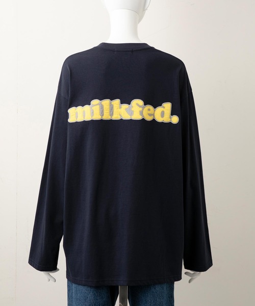 MILKFED.（ミルクフェド）の「BACK PATCH LOGO L/S TOP（Tシャツ/カットソー・レディース・グリーン/ライトブルー/ブラック/ネイビー/ホワイト/ベージュ・ONE SIZE）」の8枚目の写真