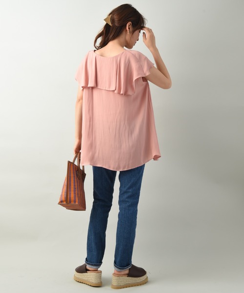 INTERPLANET（インタープラネット）の「アンティークサテンフリルブラウス（シャツ/ブラウス・レディース・ブラウン/オフホワイト/オレンジ・FREE）」の7枚目の写真