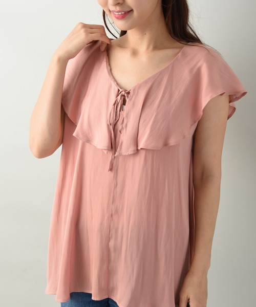 INTERPLANET（インタープラネット）の「アンティークサテンフリルブラウス（シャツ/ブラウス・レディース・ブラウン/オフホワイト/オレンジ・FREE）」の15枚目の写真