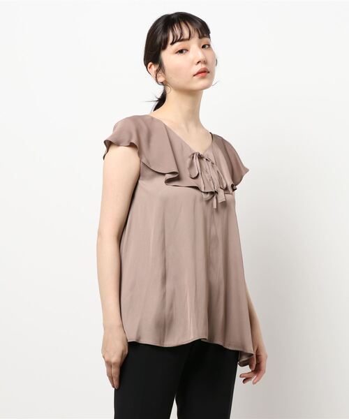 INTERPLANET（インタープラネット）の「アンティークサテンフリルブラウス（シャツ/ブラウス・レディース・ブラウン/オフホワイト/オレンジ・FREE）」の14枚目の写真