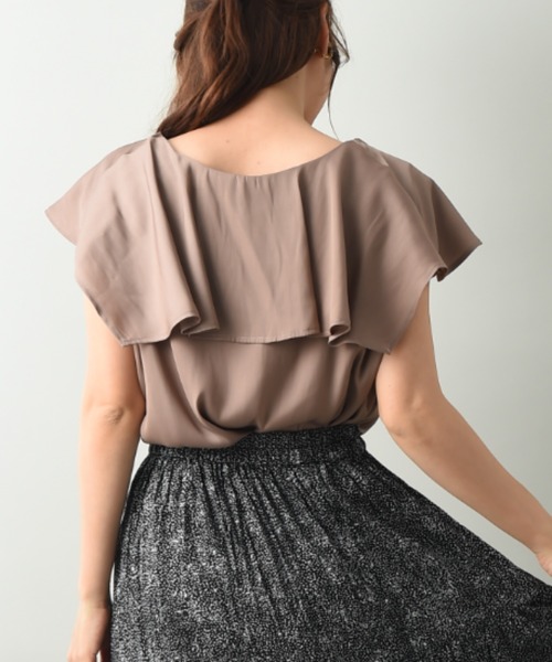 INTERPLANET（インタープラネット）の「アンティークサテンフリルブラウス（シャツ/ブラウス・レディース・ブラウン/オフホワイト/オレンジ・FREE）」の9枚目の写真