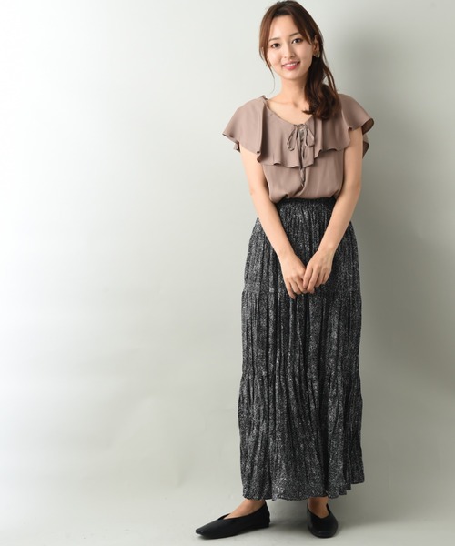 INTERPLANET（インタープラネット）の「アンティークサテンフリルブラウス（シャツ/ブラウス・レディース・ブラウン/オフホワイト/オレンジ・FREE）」の10枚目の写真