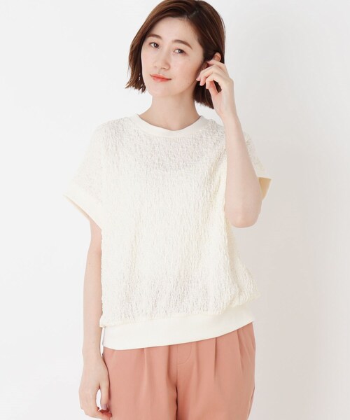 DRESKIP（ドレスキップ）の「◆シボシボリブ付きプルオーバー（Tシャツ/カットソー・レディース・ブラック/パープル/オフホワイト/イエロー系その他・02/03）」の2枚目の写真