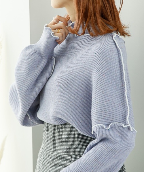 SLURR(スラ―)の「スイーツカラーメローニット(ニット/セーター・レディース・アイボリー/ラベンダー/ピンクベージュ・FREE)」の1枚目の写真