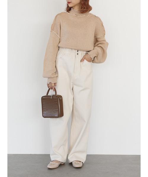 SLURR(スラ―)の「スイーツカラーメローニット(ニット/セーター・レディース・アイボリー/ラベンダー/ピンクベージュ・FREE)」の16枚目の写真