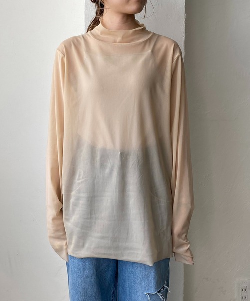 CAPRICIEUX LE'MAGE（カプリシューレマージュ）の「シアーハイネックTシャツ（Tシャツ/カットソー・レディース・ブラック/ベージュ・FREE）」の12枚目の写真