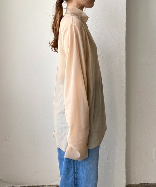 CAPRICIEUX LE'MAGE（カプリシューレマージュ）の「シアーハイネックTシャツ（Tシャツ/カットソー・レディース・ブラック/ベージュ・FREE）」の3枚目の写真