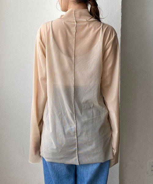 CAPRICIEUX LE'MAGE（カプリシューレマージュ）の「シアーハイネックTシャツ（Tシャツ/カットソー・レディース・ブラック/ベージュ・FREE）」の6枚目の写真