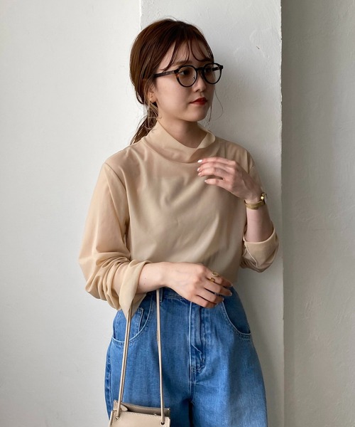 CAPRICIEUX LE'MAGE（カプリシューレマージュ）の「シアーハイネックTシャツ（Tシャツ/カットソー・レディース・ブラック/ベージュ・FREE）」の10枚目の写真