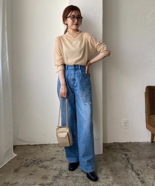 CAPRICIEUX LE'MAGE（カプリシューレマージュ）の「シアーハイネックTシャツ（Tシャツ/カットソー・レディース・ブラック/ベージュ・FREE）」の22枚目の写真