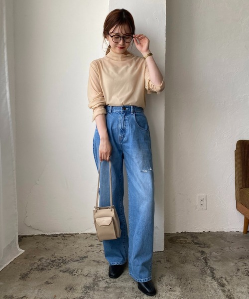 CAPRICIEUX LE'MAGE（カプリシューレマージュ）の「シアーハイネックTシャツ（Tシャツ/カットソー・レディース・ブラック/ベージュ・FREE）」の14枚目の写真