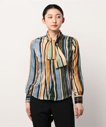 NARACAMICIE | 変形ストライプボウタイブラウス(シャツ/ブラウス)