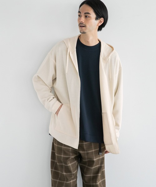 niko and...（ニコアンド）の「ハニカムメッシュフーディガン（カーディガン/ボレロ・メンズ・ブラック/オレンジ/アイボリー・MEDIUM/LARGE）」の3枚目の写真