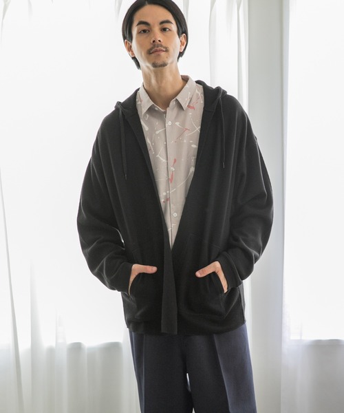 niko and...（ニコアンド）の「ハニカムメッシュフーディガン（カーディガン/ボレロ・メンズ・ブラック/オレンジ/アイボリー・MEDIUM/LARGE）」の2枚目の写真