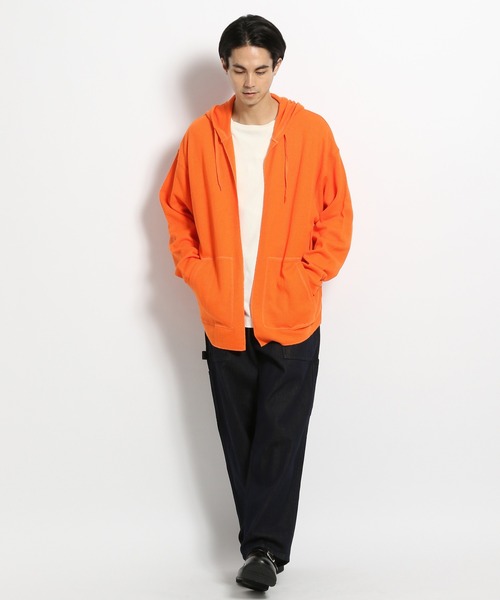 niko and...（ニコアンド）の「ハニカムメッシュフーディガン（カーディガン/ボレロ・メンズ・ブラック/オレンジ/アイボリー・MEDIUM/LARGE）」の9枚目の写真