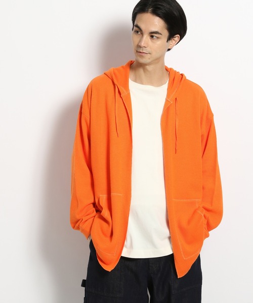 niko and...（ニコアンド）の「ハニカムメッシュフーディガン（カーディガン/ボレロ・メンズ・ブラック/オレンジ/アイボリー・MEDIUM/LARGE）」の14枚目の写真