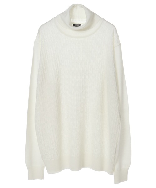 CROWDED CLOSET(クラウデッドクローゼット)の「12G(ゲージ)ジャガードタートルネックニット(ニット/セーター・メンズ・ホワイト/ブラック/ブラウン/レンガ・02/03/04)」の22枚目の写真