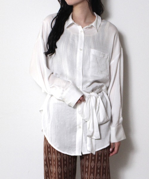 one way（ワンウェイ）の「【oneway】リボン付きビンテージサテンシャツ（シャツ/ブラウス・レディース・ホワイト/ライトグレー/パープル・FREE）」の9枚目の写真