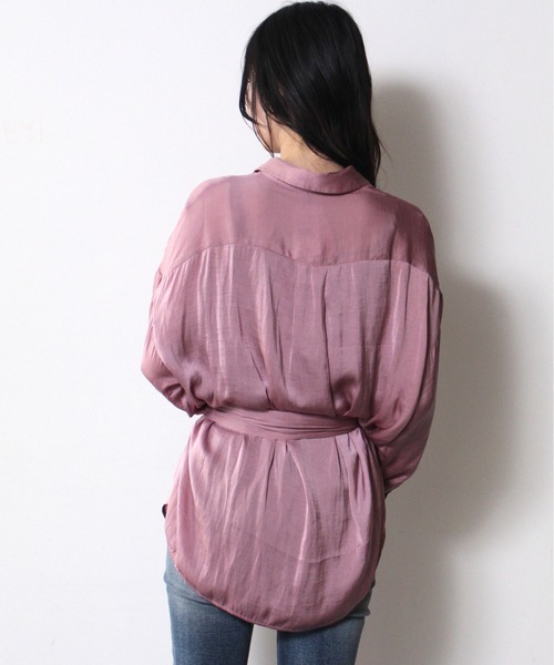 one way（ワンウェイ）の「【oneway】リボン付きビンテージサテンシャツ（シャツ/ブラウス・レディース・ホワイト/ライトグレー/パープル・FREE）」の7枚目の写真