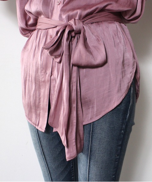 one way（ワンウェイ）の「【oneway】リボン付きビンテージサテンシャツ（シャツ/ブラウス・レディース・ホワイト/ライトグレー/パープル・FREE）」の13枚目の写真