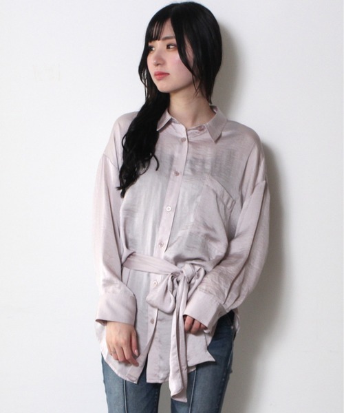 one way（ワンウェイ）の「【oneway】リボン付きビンテージサテンシャツ（シャツ/ブラウス・レディース・ホワイト/ライトグレー/パープル・FREE）」の11枚目の写真