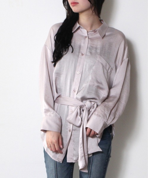 one way（ワンウェイ）の「【oneway】リボン付きビンテージサテンシャツ（シャツ/ブラウス・レディース・ホワイト/ライトグレー/パープル・FREE）」の16枚目の写真