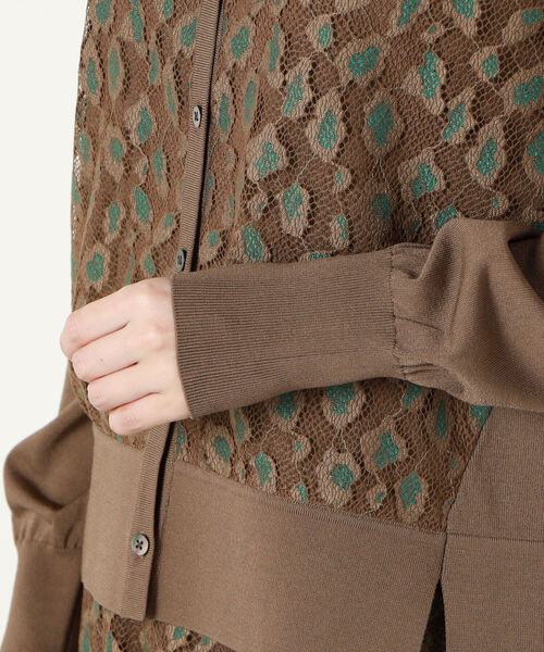 NOLLEY’S Sophi（ノーリーズソフィ）の「アニマルレース柄クルーネックカーディガン（カーディガン/ボレロ・レディース・ブラック/ブラウン・38/36）」の9枚目の写真