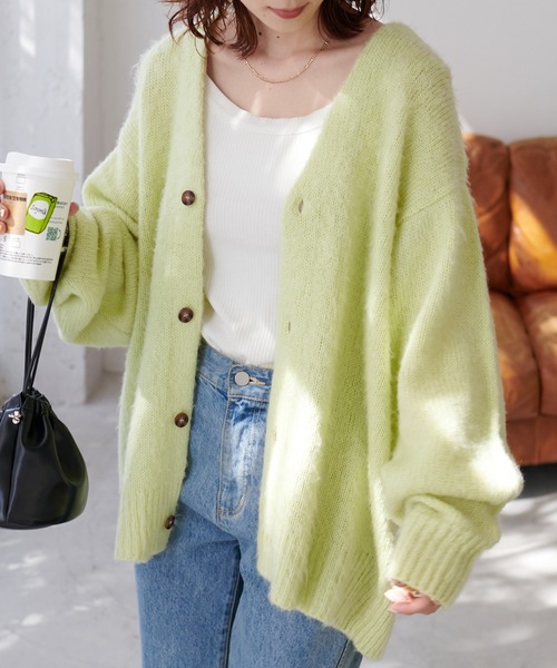 【WEB限定/ユニセックス】モヘアライクシャギーカーディガンの5枚目の写真