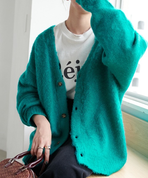 【WEB限定/ユニセックス】モヘアライクシャギーカーディガンの6枚目の写真