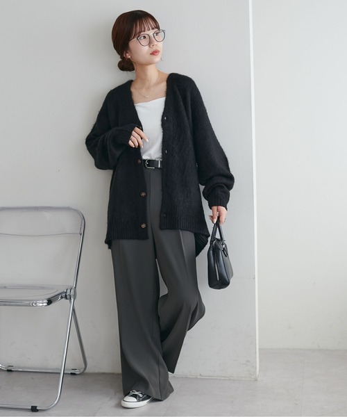 WEB限定/ユニセックス】モヘアライクシャギーカーディガン