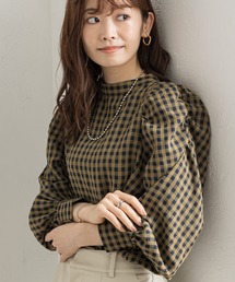 《WEB限定》パワショルギンガムチェックブラウス