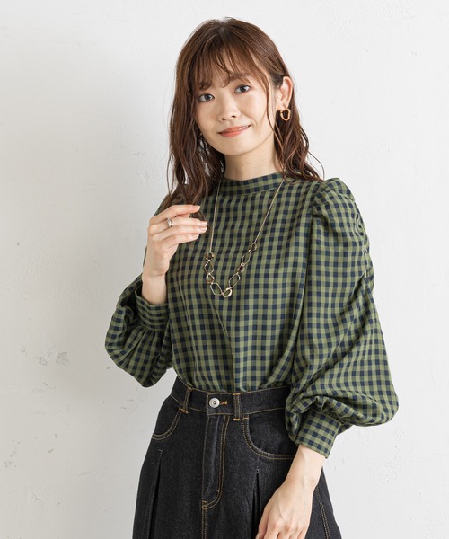 prose verse(プロズヴェール)の「《WEB限定》パワショルギンガムチェックブラウス(シャツ/ブラウス・レディース・グリーン/モカ/ブラウン・FREE)」の15枚目の写真
