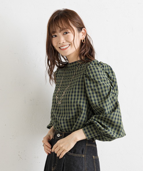 prose verse(プロズヴェール)の「《WEB限定》パワショルギンガムチェックブラウス(シャツ/ブラウス・レディース・グリーン/モカ/ブラウン・FREE)」の16枚目の写真
