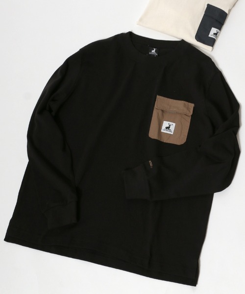CAPTAIN STAG（キャプテンスタッグ）の「CAPTAIN STAG/キャプテンスタッグ ヘビーパッチポケット無地ロンT（Tシャツ/カットソー・メンズ・ホワイト/ブラック/ベージュ/ホワイト系その他/ブラック系その他・LL/M/L）」の3枚目の写真