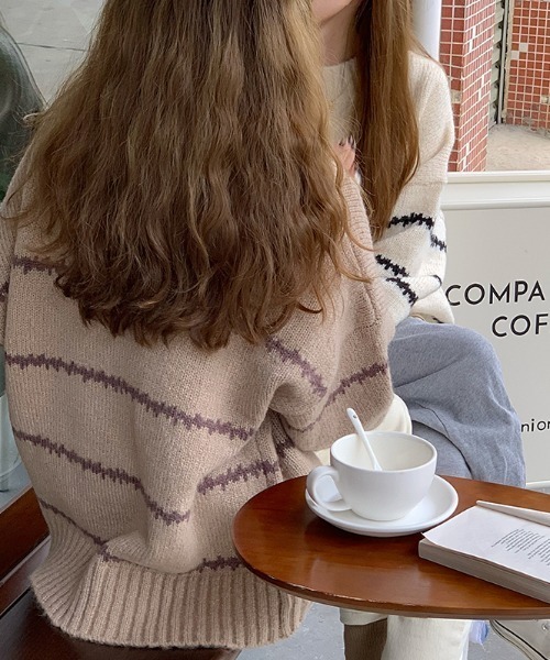 MANGROVE（マングローブ）の「配色ラインニットプルオーバー（ニット/セーター・レディース・ホワイト/ブラック/ベージュ・FREE）」の15枚目の写真