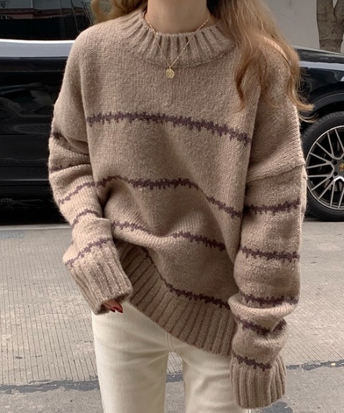 MANGROVE（マングローブ）の「配色ラインニットプルオーバー（ニット/セーター・レディース・ホワイト/ブラック/ベージュ・FREE）」の16枚目の写真