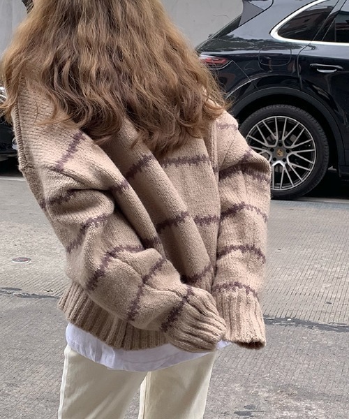 MANGROVE（マングローブ）の「配色ラインニットプルオーバー（ニット/セーター・レディース・ホワイト/ブラック/ベージュ・FREE）」の17枚目の写真