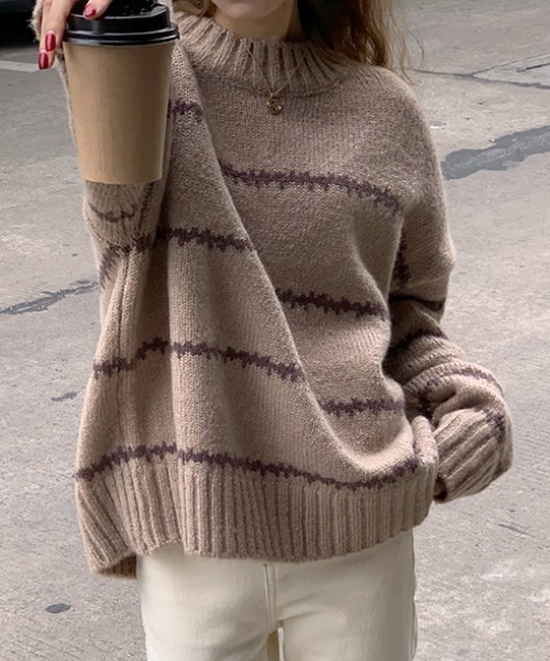 MANGROVE（マングローブ）の「配色ラインニットプルオーバー（ニット/セーター・レディース・ホワイト/ブラック/ベージュ・FREE）」の18枚目の写真