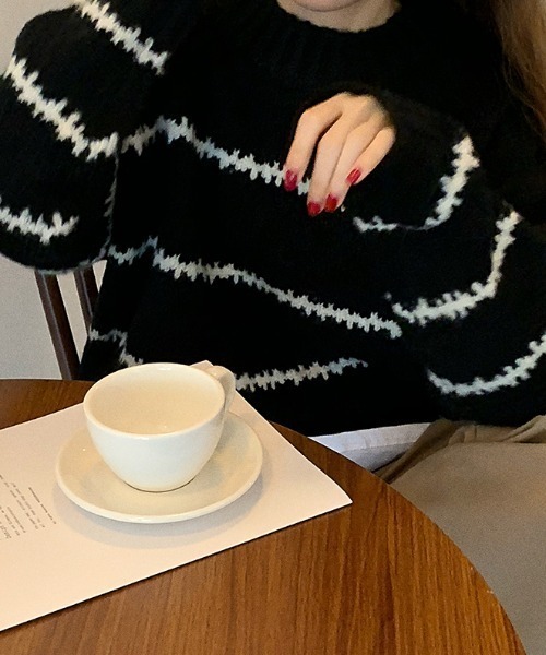 MANGROVE（マングローブ）の「配色ラインニットプルオーバー（ニット/セーター・レディース・ホワイト/ブラック/ベージュ・FREE）」の21枚目の写真