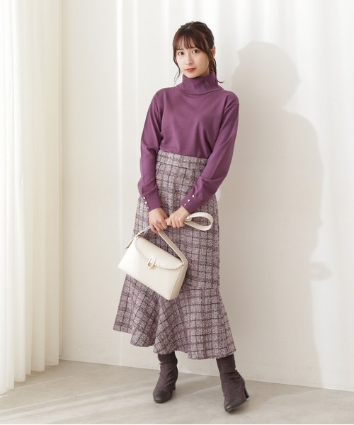 PROPORTION BODY DRESSING（プロポーションボディドレッシング）の「【堀田茜さん着用　美人百花11月号 掲載商品】チェックツイードマーメイドスカート / 1211220002（スカート・レディース・ブルー/ブラック/パープル/ピンク・SMALL/MEDIUM）」の7枚目の写真