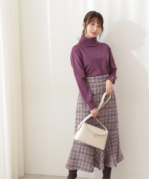 PROPORTION BODY DRESSING（プロポーションボディドレッシング）の「【堀田茜さん着用　美人百花11月号 掲載商品】チェックツイードマーメイドスカート / 1211220002（スカート・レディース・ブルー/ブラック/パープル/ピンク・SMALL/MEDIUM）」の8枚目の写真