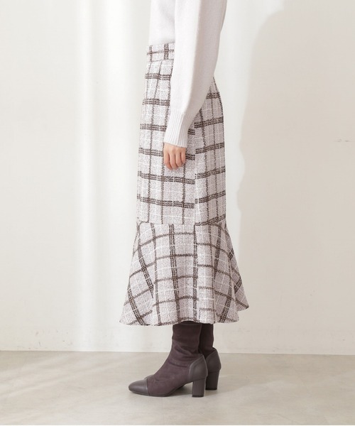 PROPORTION BODY DRESSING（プロポーションボディドレッシング）の「【堀田茜さん着用　美人百花11月号 掲載商品】チェックツイードマーメイドスカート / 1211220002（スカート・レディース・ブルー/ブラック/パープル/ピンク・SMALL/MEDIUM）」の5枚目の写真