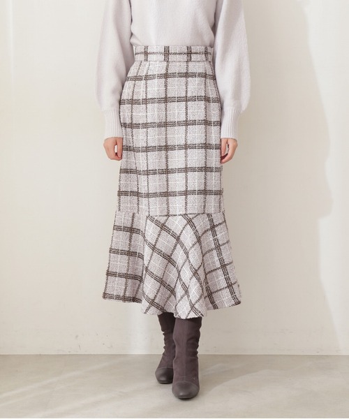 PROPORTION BODY DRESSING（プロポーションボディドレッシング）の「【堀田茜さん着用　美人百花11月号 掲載商品】チェックツイードマーメイドスカート / 1211220002（スカート・レディース・ブルー/ブラック/パープル/ピンク・SMALL/MEDIUM）」の11枚目の写真